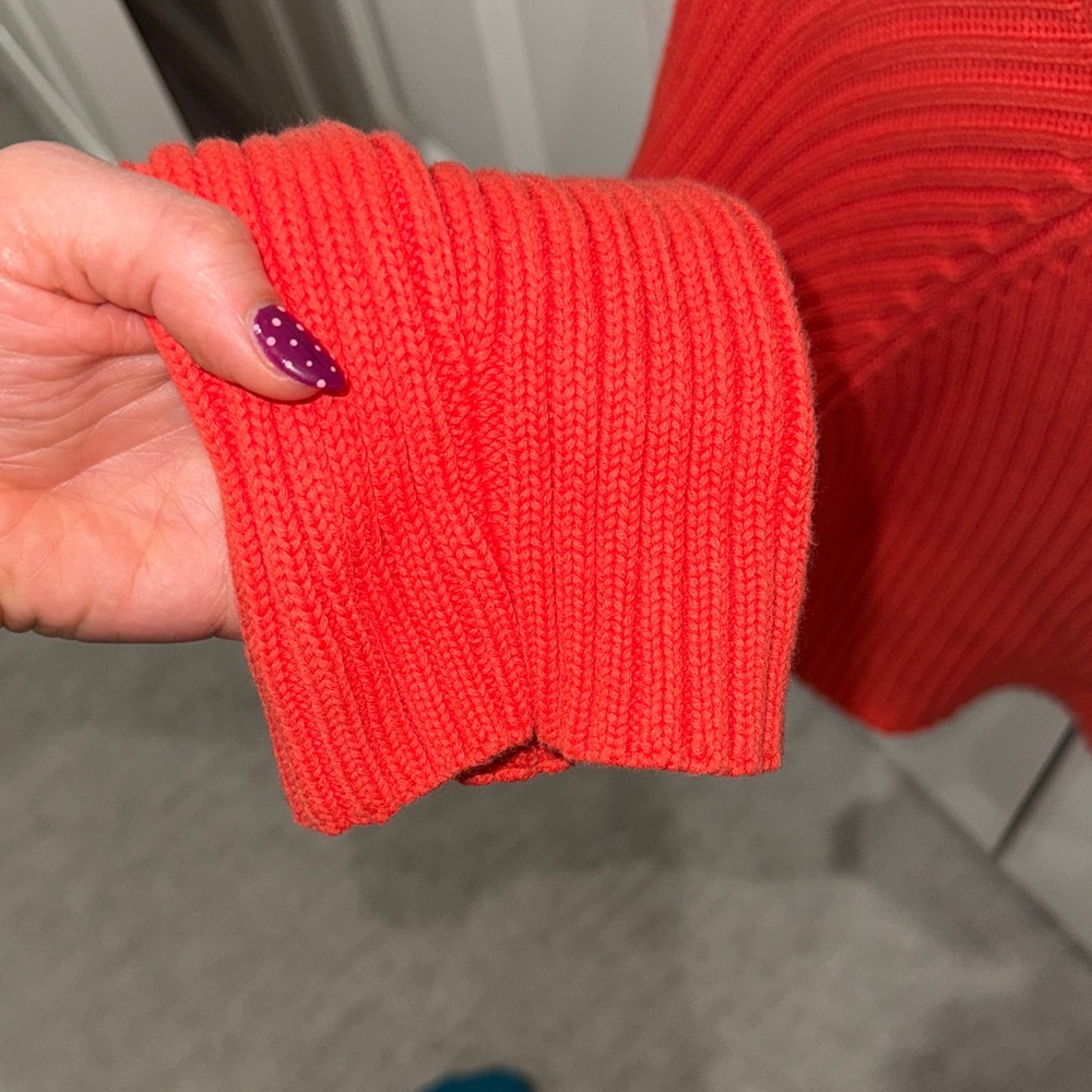 Red Ribbed Women’s Knit Sweater - Picture 5 of 6